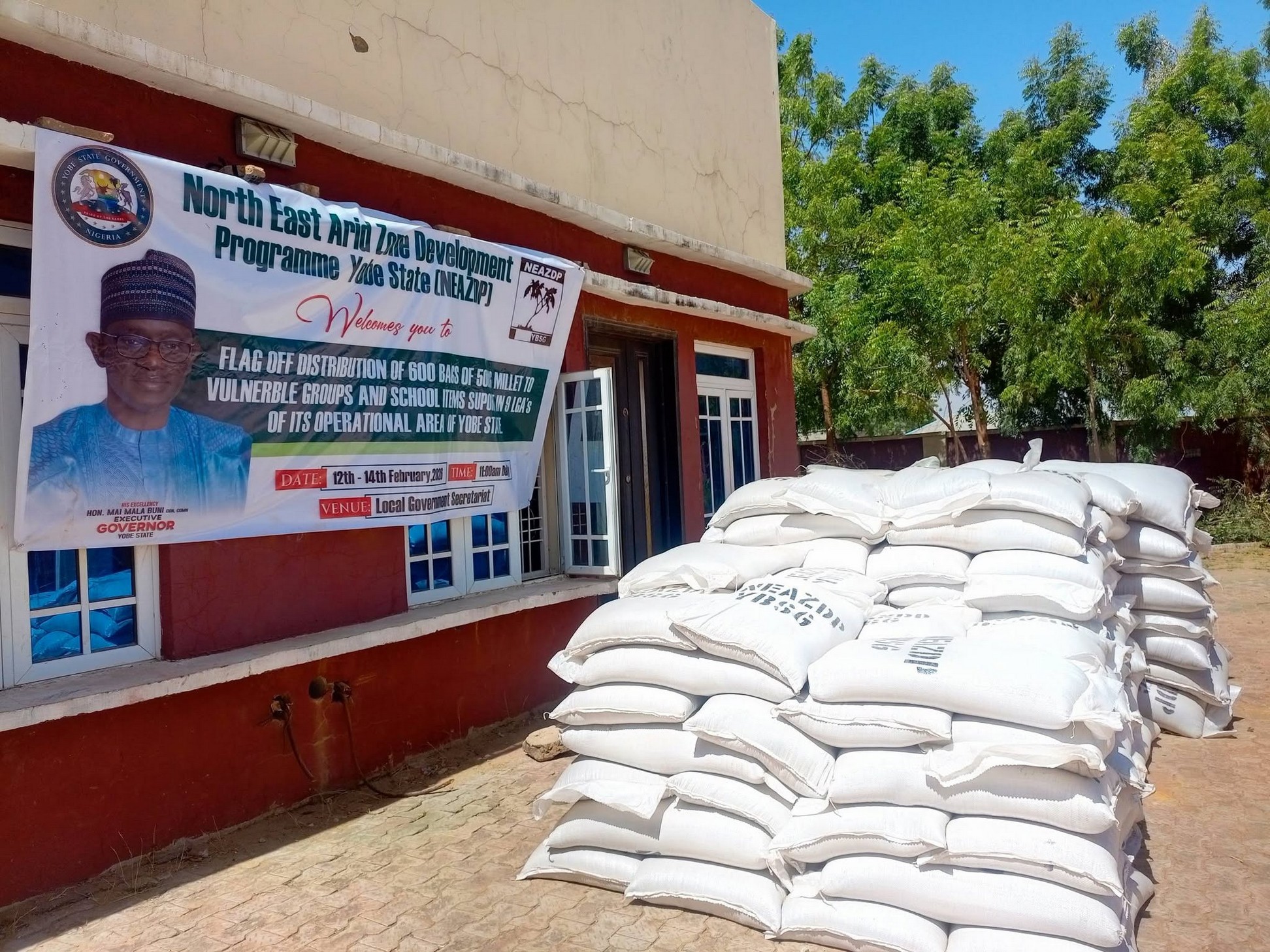 Flag-off of the distribution of food items to vulnerable households and instructional materials to schools across nine LGAs.